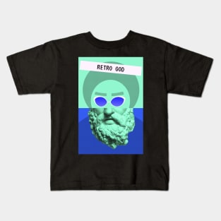 Retro God Statue Techno Party Waporwave Glitch Kids T-Shirt